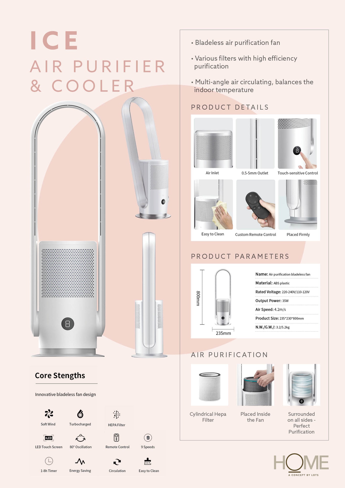 ICE - AIR PURIFIER + COOLER FAN WHITE